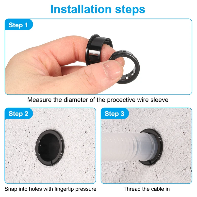 Cable Snap Bushing Grommets, 20Pcs 19mm/0.75" Mount Dia Snap Bushing Grommet
