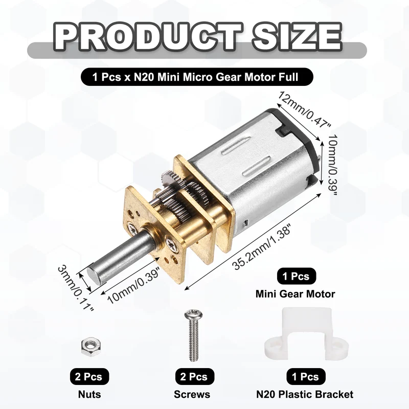 N20 Mini Micro Gear Motor Full Metal Gear DC 3V 400RPM