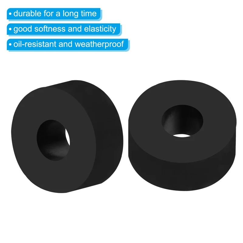 16Pcs Multi Purpose Rubber Spacer, 1" OD x 25/64" ID x 0.4" Thickness, Black
