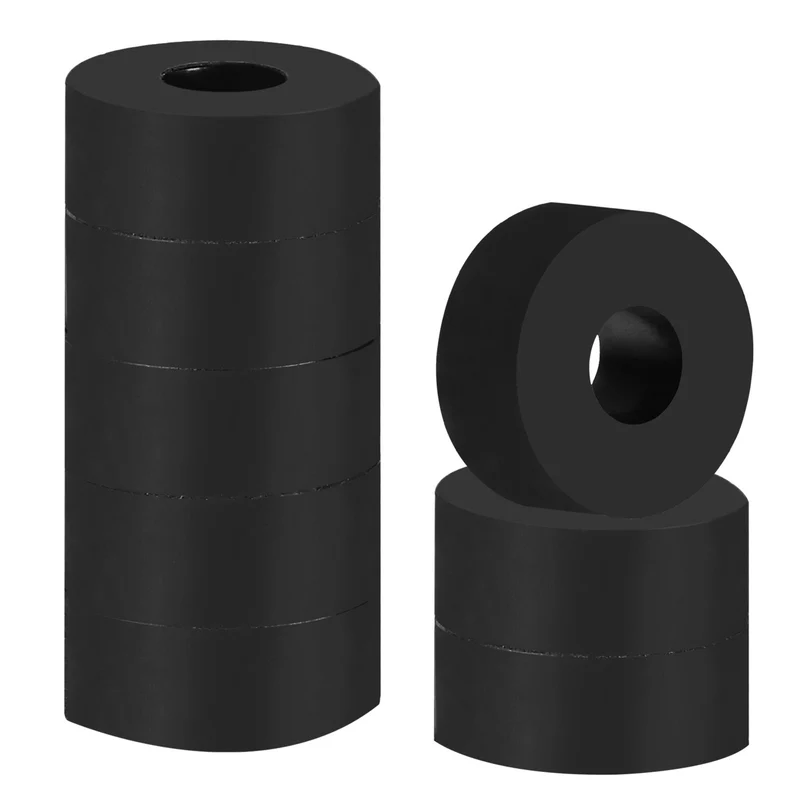 Rubber Anti-Vibration Spacer, 8 Pcs 1" OD x 25/64" ID x 0.4" Thickness Rubber Spacer for HVAC, Air Conditioner, Washer, Car Accessories, Black