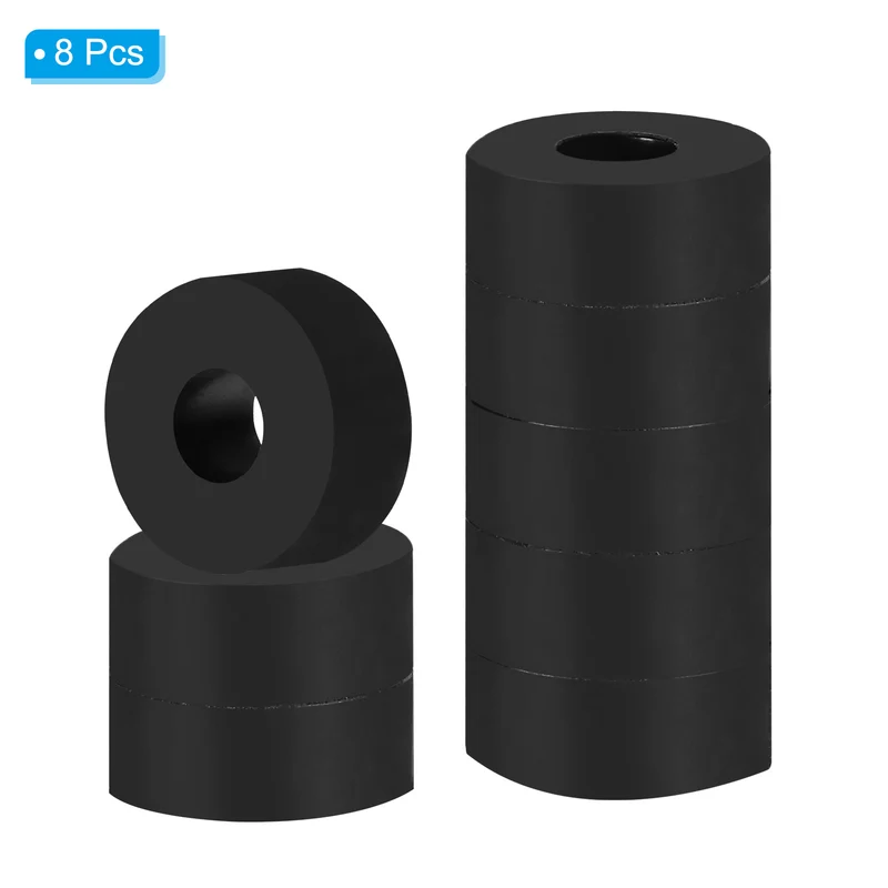 Rubber Anti-Vibration Spacer, 8 Pcs 1" OD x 25/64" ID x 0.4" Thickness Rubber Spacer for HVAC, Air Conditioner, Washer, Car Accessories, Black