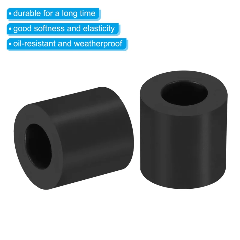 16Pcs Multi Purpose Rubber Spacer, 0.8" OD x 25/64" ID x 0.8" Thickness, Black
