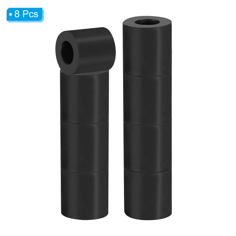 Rubber Anti-Vibration Spacer, 8 Pcs 0.8" OD x 25/64" ID x 0.8" Thickness Rubber Spacer for HVAC, Air Conditioner, Washer, Car Accessories, Black