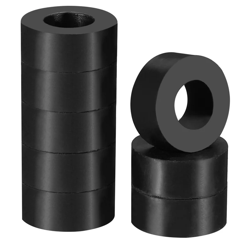 16Pcs Multi Purpose Rubber Spacer, 0.8" OD x 25/64" ID x 0.3" Thickness, Black