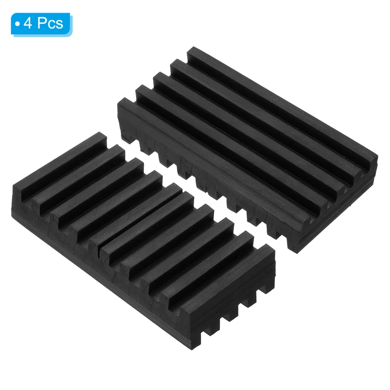 4Pcs Rubber Anti-Vibration Pads, Vibration Isolation Mats 4" x 2" x 0.8" Black