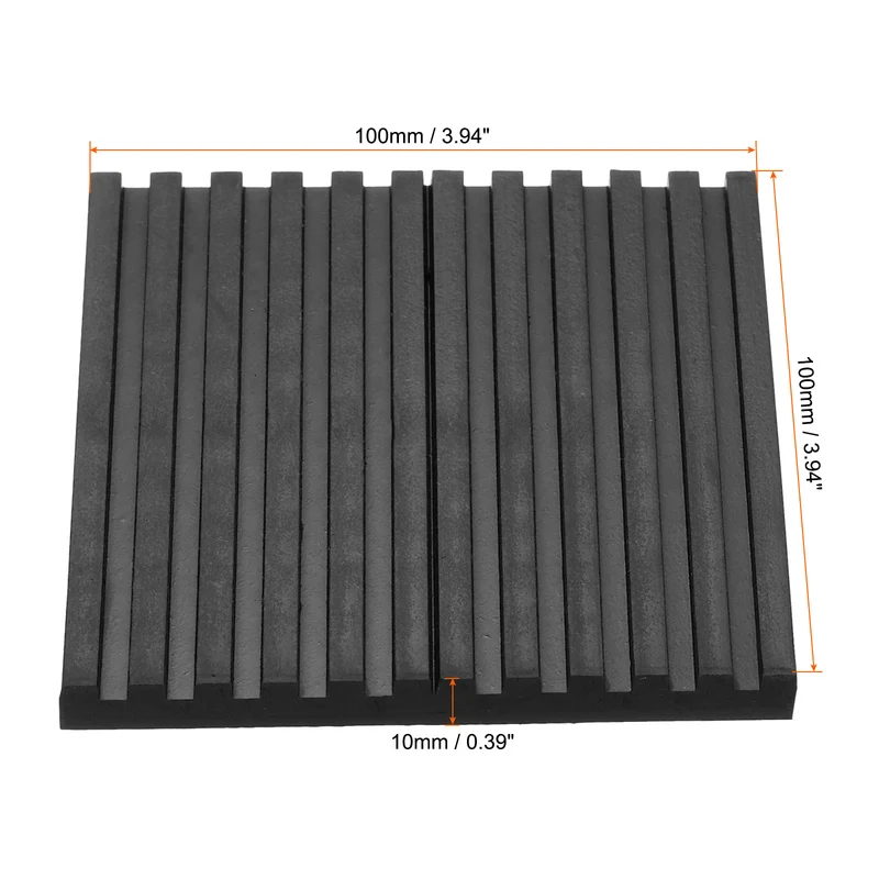 Rubber Anti-Vibration Pads, 4 Pcs 4" x 4" x 0.4" Vibration Isolation Mats Ribbed Shock Absorbing Pads for HVAC Air Conditioner Compressors, Black