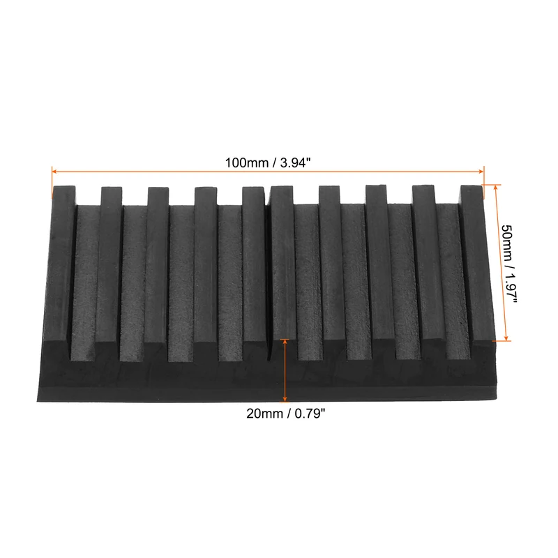 Rubber Anti-Vibration Pads, 4 Pcs 4" x 2" x 0.8" Vibration Isolation Mats Ribbed Shock Absorbing Pads for HVAC Air Conditioner Compressors, Black