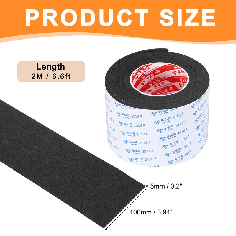 Foam Tape 100mm W x 5mm t x 2M Weather Stripping Black for Door Window