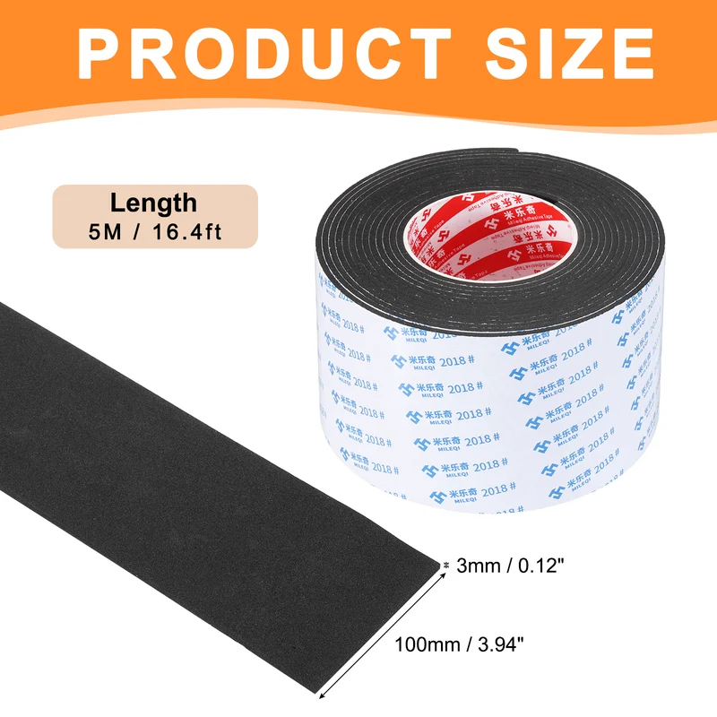 Foam Tape 100mm W x 3mm t x 5M Weather Stripping Black for Door Window