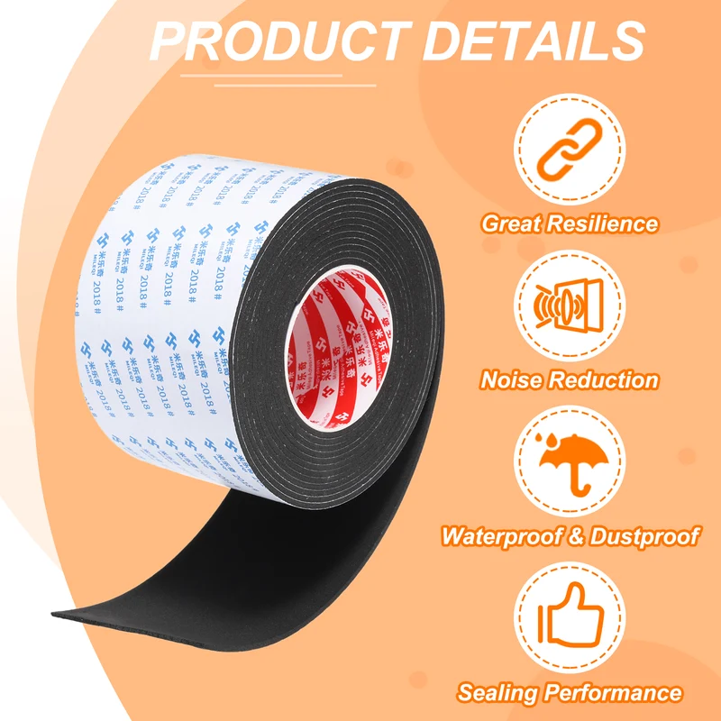 Foam Tape 100mm W x 3mm t x 5M Weather Stripping Black for Door Window