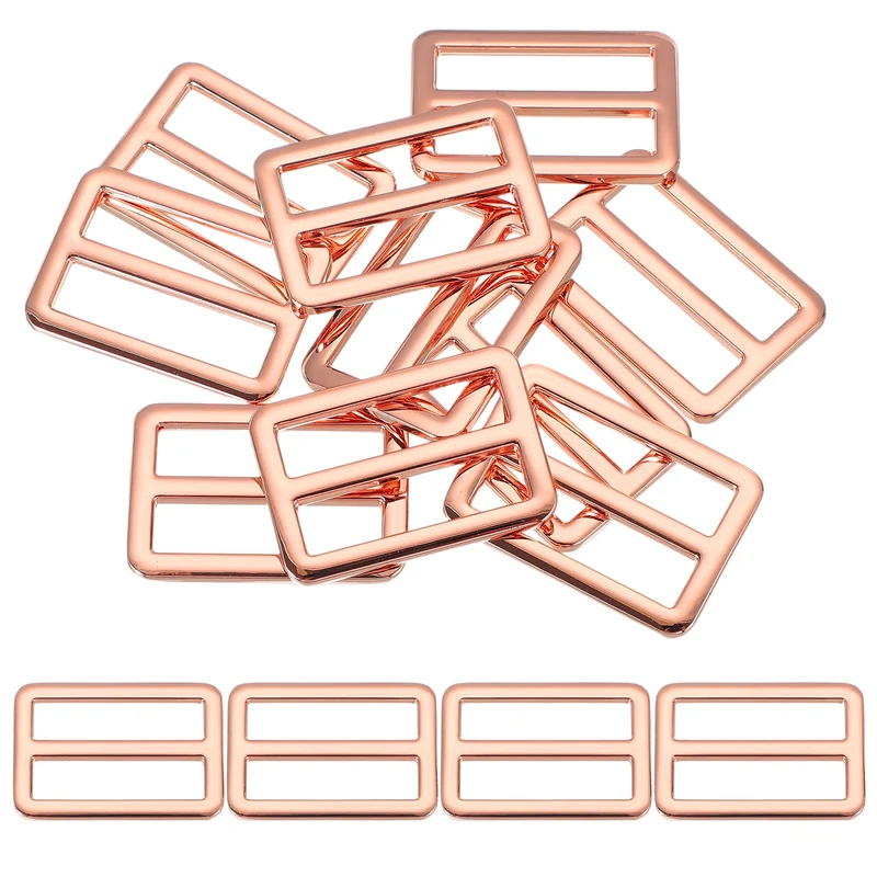 15 Pcs Metal Tri-glide Slide Buckle, 32mm Slider Strap Fastener, Rose Gold