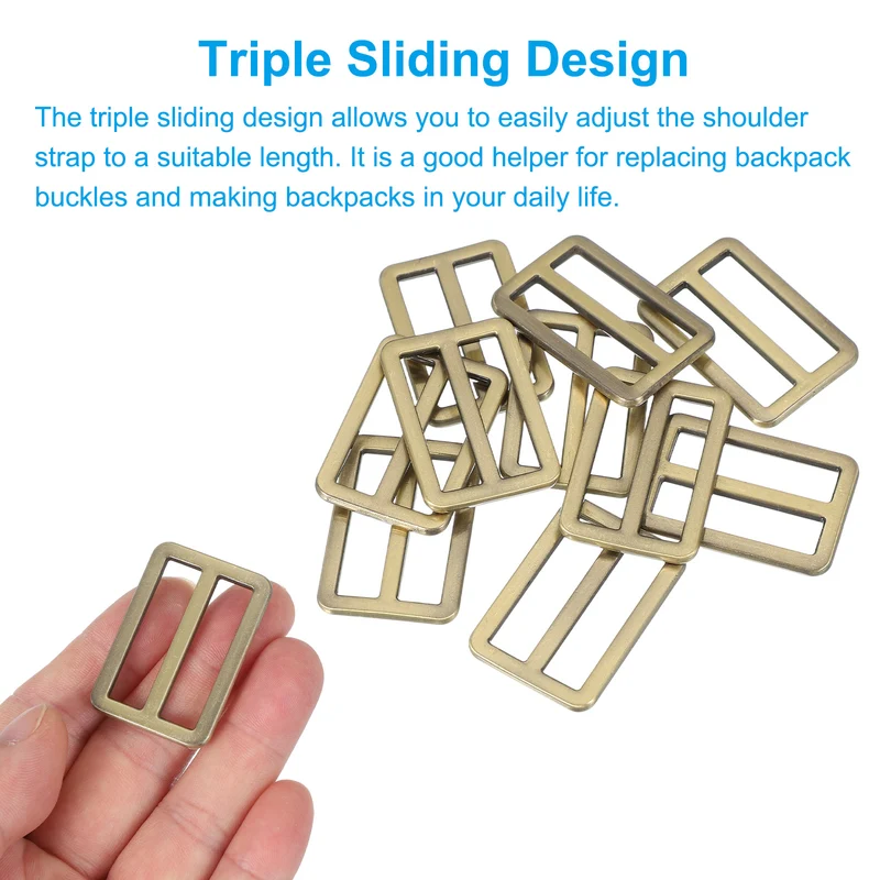 15 Pcs Metal Tri-glide Slide Buckle, 32mm Slider Strap Fastener, Bronze