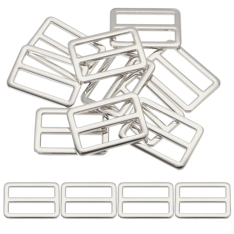 15 Pcs Metal Tri-glide Slide Buckle, 32mm Slider Strap Fastener, Silver