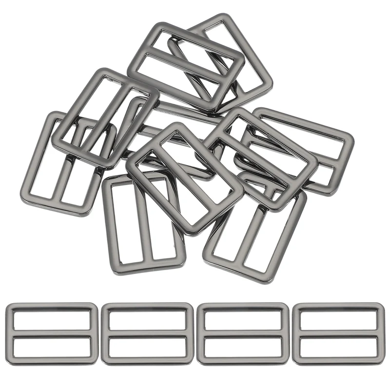 15 Pcs Metal Tri-glide Slide Buckle, 32mm Slider Strap Fastener, Bright Black