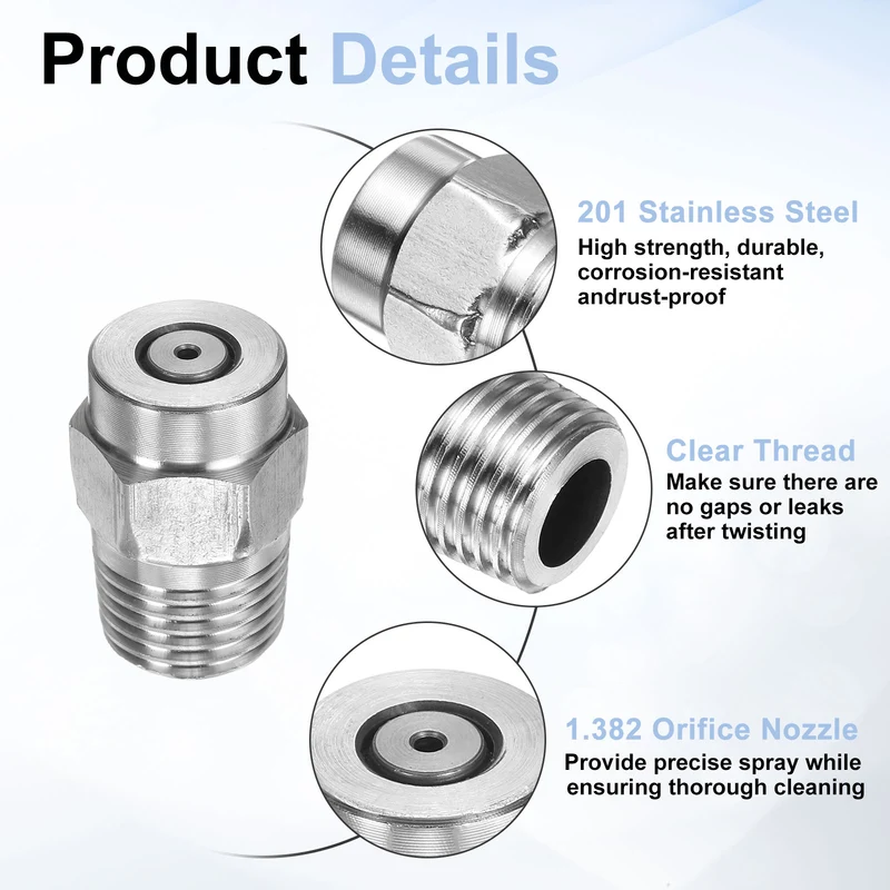 2pcs 0 Degree Surface Clean Tip 1/4 Inch NPT Male 1.382 Orifice Spray Nozzles