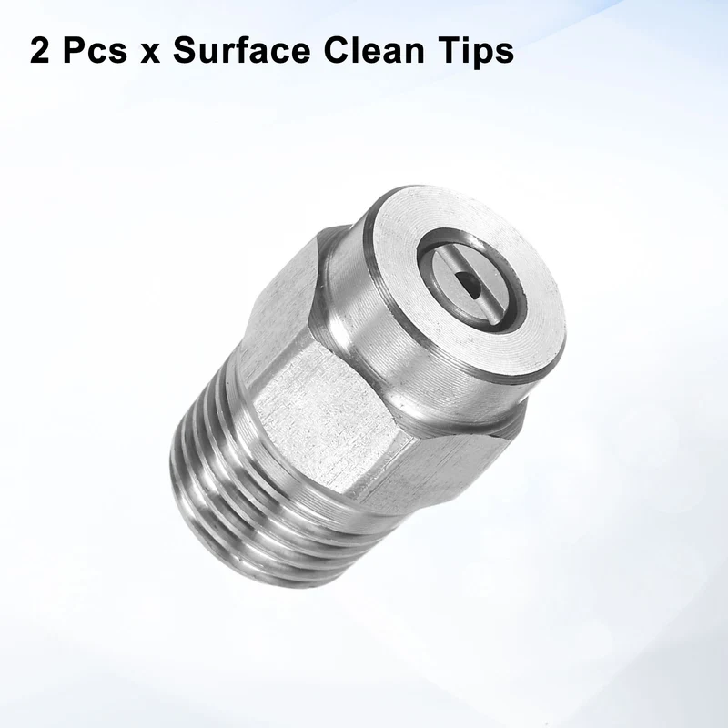 2pcs Surface Clean Tip 15 Degree 1/4 Inch NPT Male 1.514 Orifice 4000 PSI Stainless Steel Threaded Pressure Washer Spray Nozzles for Water Guns Water Broom