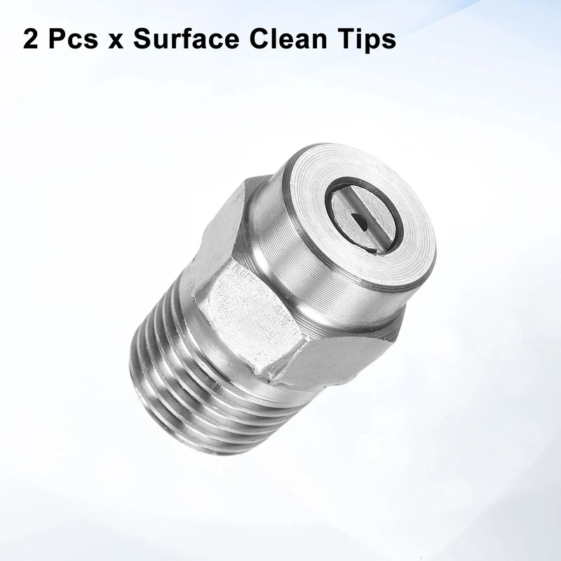 2pcs Surface Clean Tip 25 Degree 1/4 Inch NPT Male 1.311 Orifice 4000 PSI Stainless Steel Threaded Pressure Washer Spray Nozzles for Water Guns Water Broom