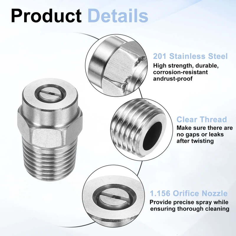 2pcs 40 Degree Surface Clean Tip 1/4 Inch NPT Male 1.156 Orifice Spray Nozzles