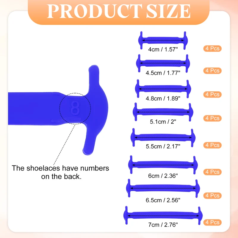 32Pcs No Tie Shoe Laces for Adults, Elastic Flat Tieless Shoelaces, Dark Blue
