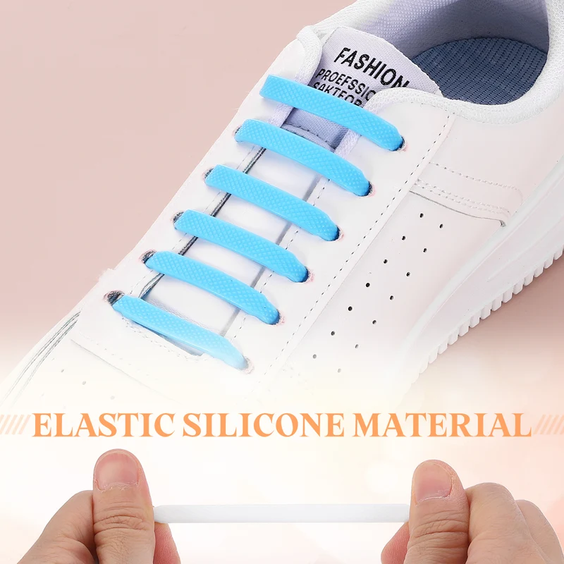 32Pcs No Tie Shoe Laces for Adults, Elastic Flat Tieless Shoelaces, White