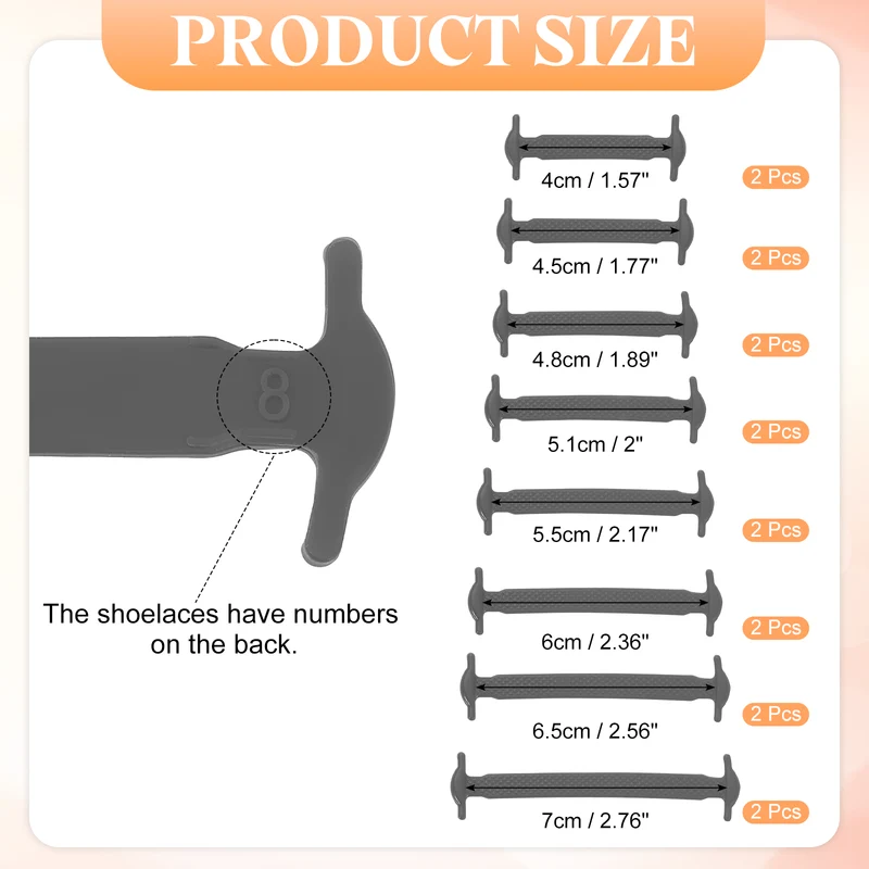 16Pcs No Tie Shoe Laces for Adults, Elastic Flat Tieless Shoelaces, Gray