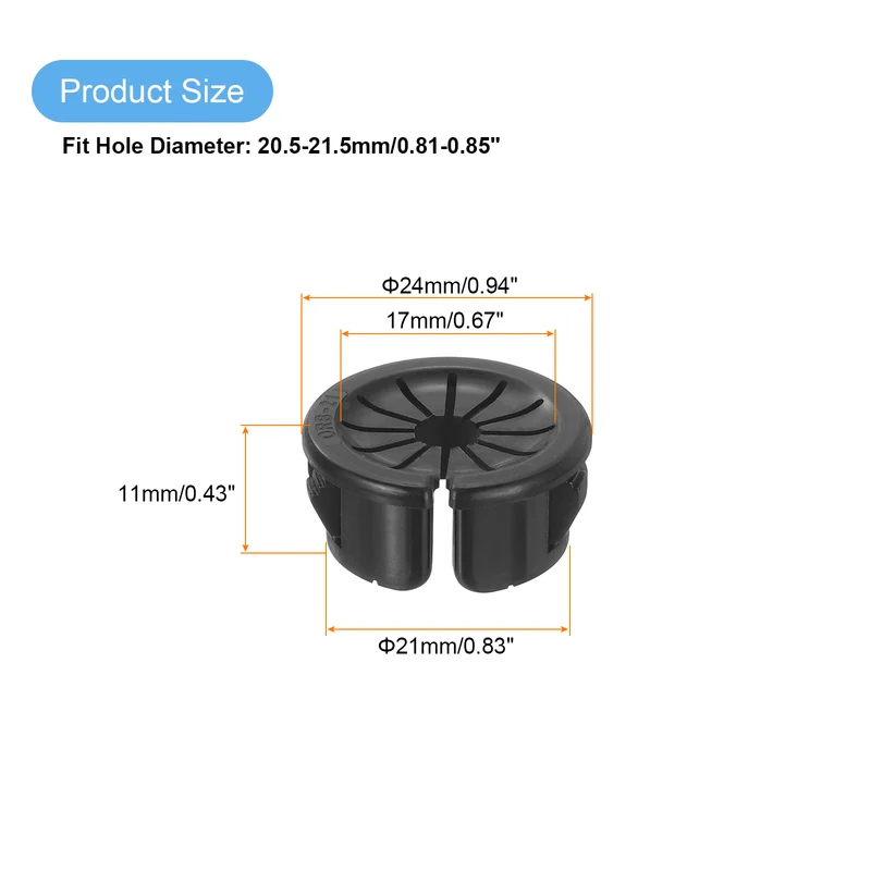Snap Bushing Grommet 0.83"(21mm) Mount Dia, 20Pcs Bushing Grommet with a Opening