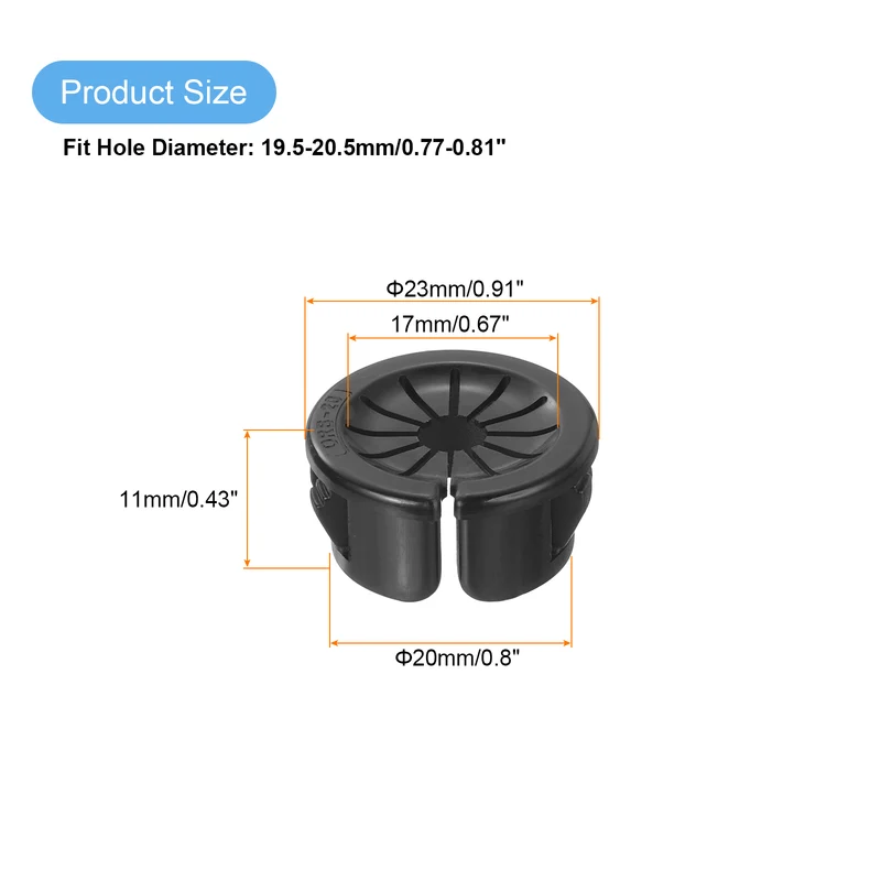Snap Bushing Grommet 0.8"(20mm) Mount Dia, 30Pcs Bushing Grommet with a Opening