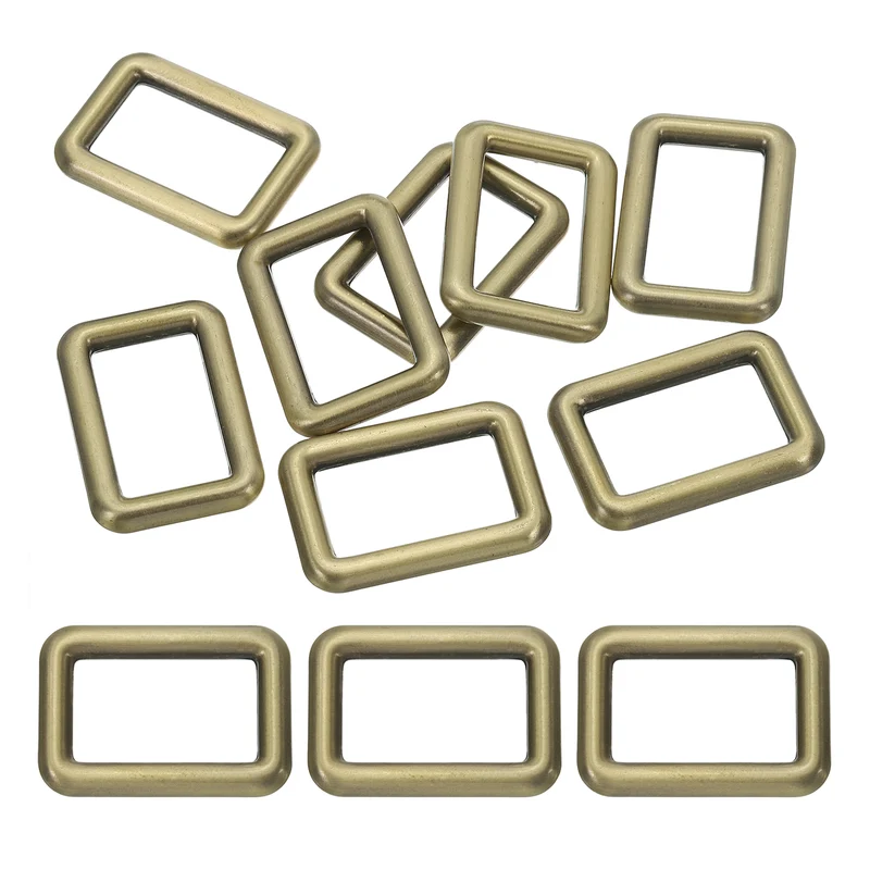 8 Pcs 1" / 25mm Flat Metal Rectangle Rings Buckle Square Loop Bronze