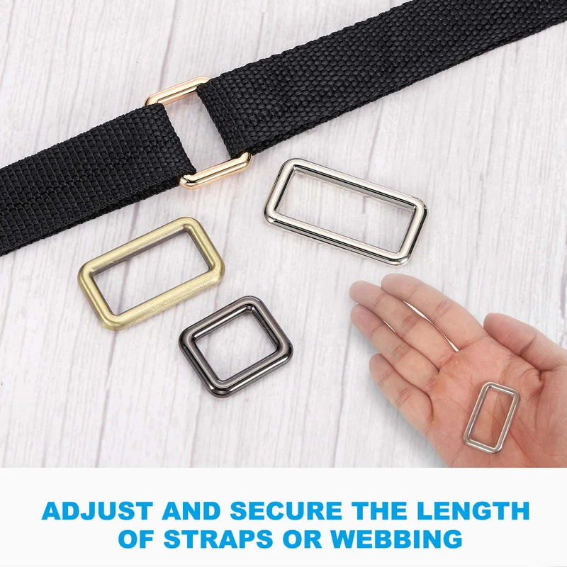 8 Pcs 1" / 25mm Flat Metal Rectangle Rings Buckle Square Loop Bronze
