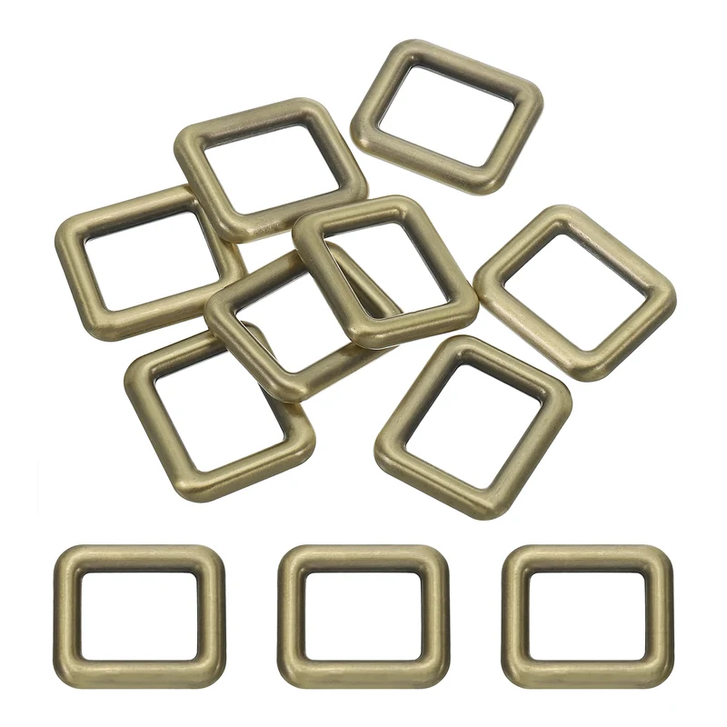 8 Pcs 3/4" / 19mm Flat Metal Rectangle Rings Buckle Square Loop Bronze