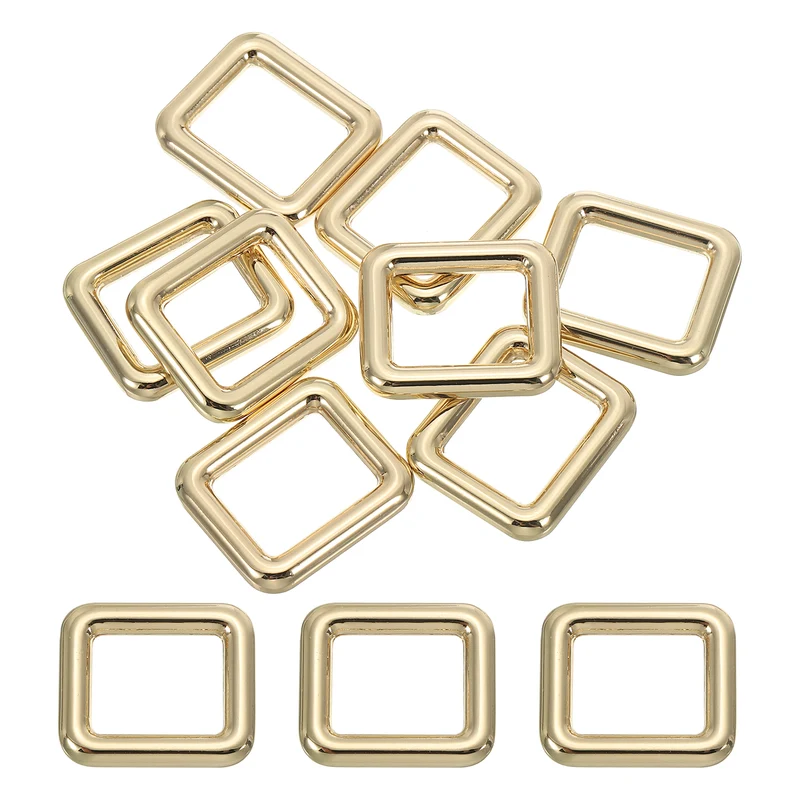 8 Pcs 3/4" / 19mm Flat Metal Rectangle Rings Buckle Square Loop Light Golden