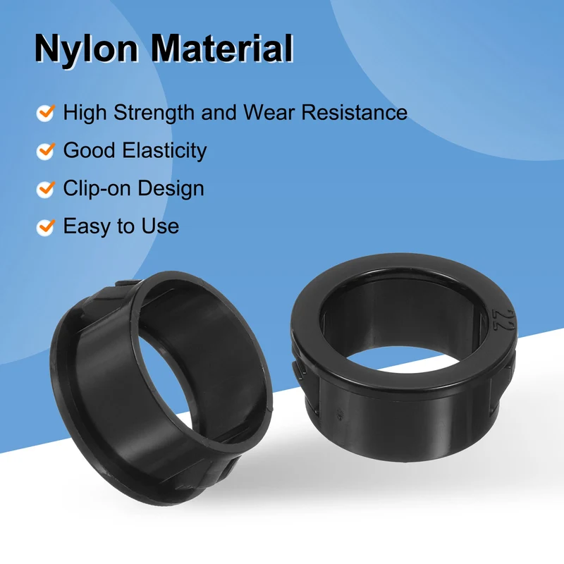 18 Pcs 7/8" Mounting Dia Black Round Nylon Snap in Cable Grommet Protector