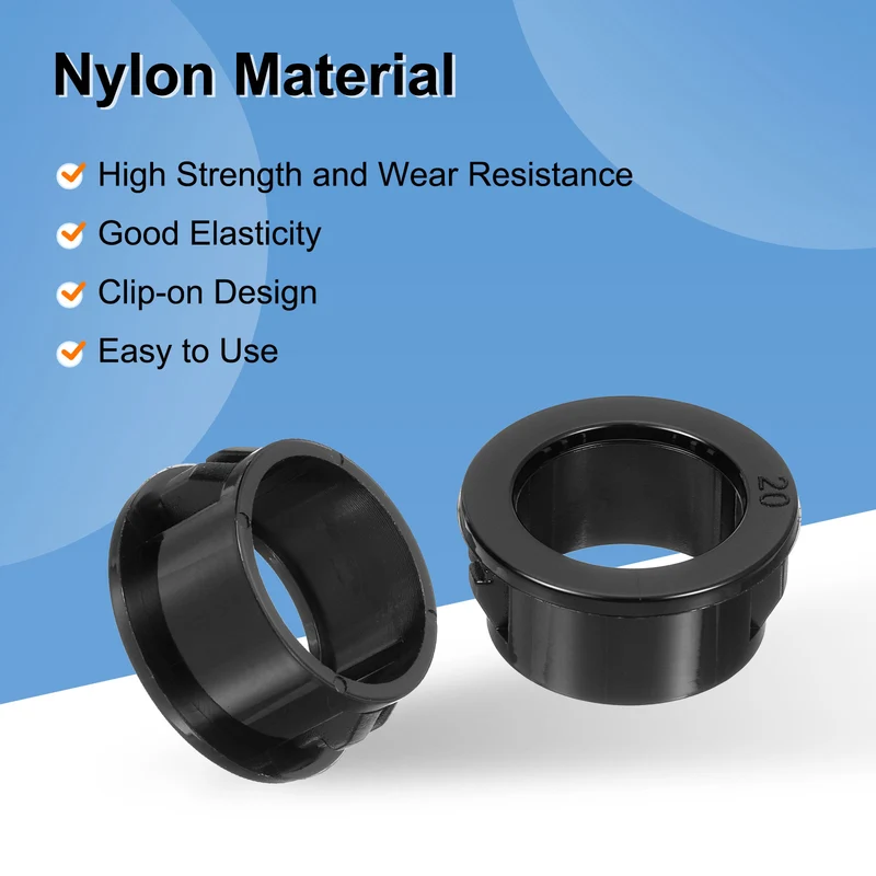 28 Pcs 13/16" Mounting Dia Black Round Nylon Snap in Cable Grommet Protector