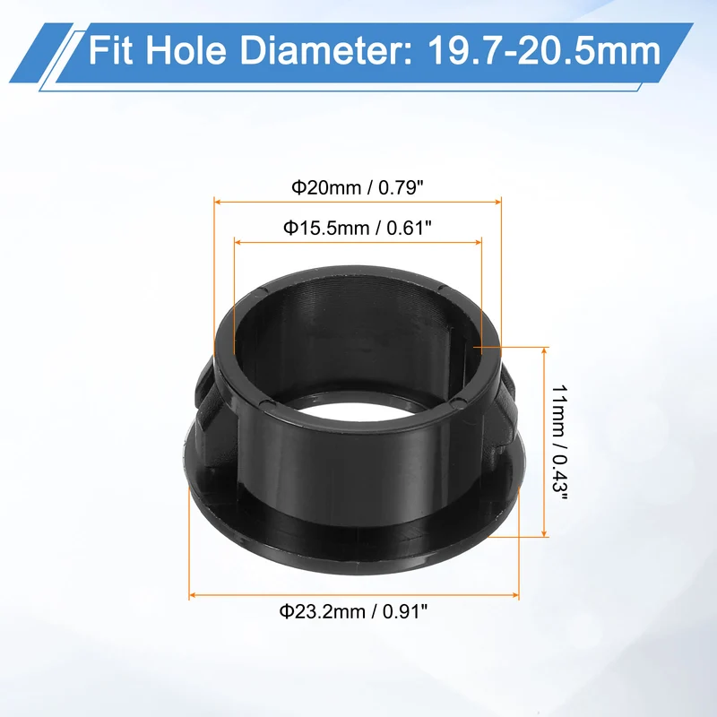 18 Pcs 13/16" Mounting Dia Black Round Nylon Snap in Cable Grommet Protector