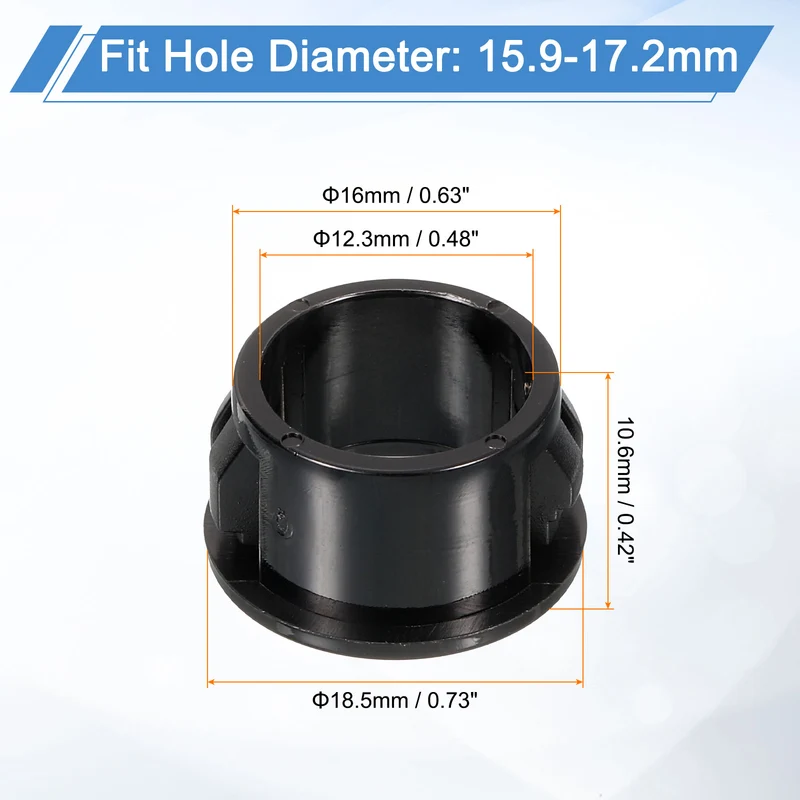 28 Pcs 5/8" Mounting Dia Black Round Nylon Snap in Cable Grommet Protector