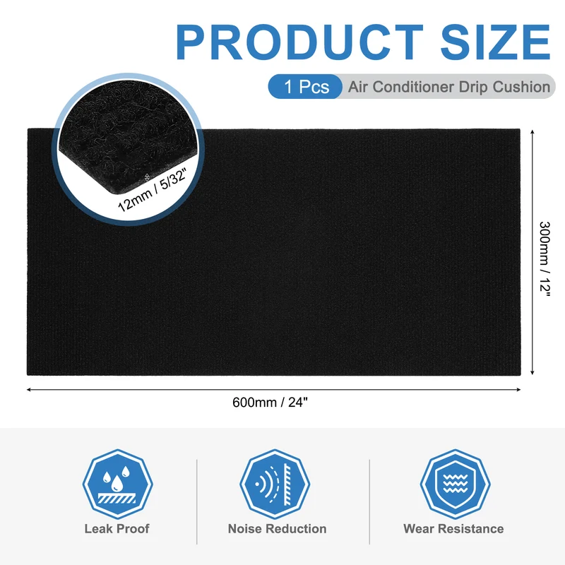 Air Conditioner Drip Cushion 24"x12"x5/32" Self-Adhesive AC Top Pad Black