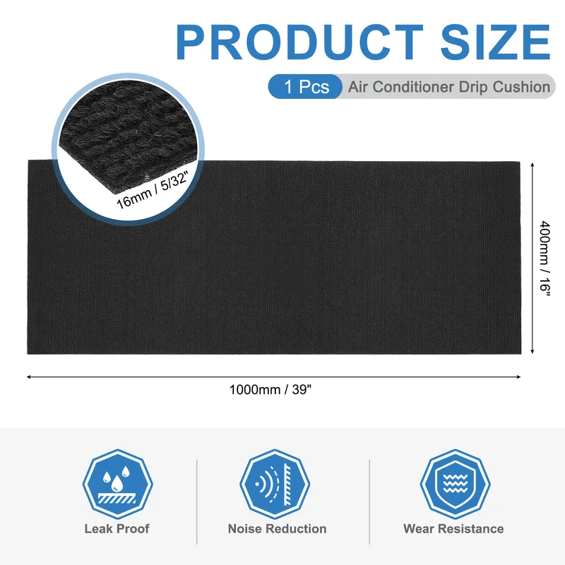 Air Conditioner Drip Cushion 39"x16"x5/32" Self-Adhesive AC Top Pad Black