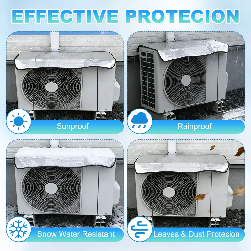 39 x 20 Inch Air Conditioner Cover, 2 Pcs Magnetic Outside AC Unit Cover, Silver