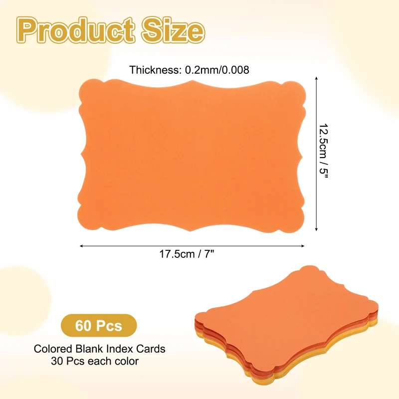 60Pcs Blank Kraft Cards Cardstock, 5x7 Inch Thick Cardstock Paper Orange Golden