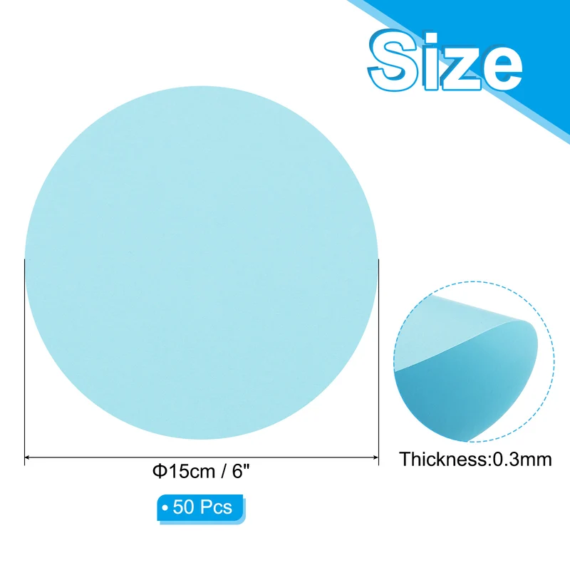 6inch Circle Card Stock, 50Pcs Cutouts Paper Thick Cardstock Coaster Light Blue