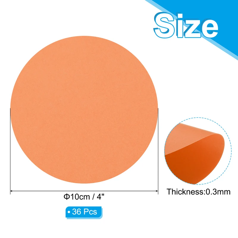 4inch Circle Card Stock, 36Pcs Cutouts Paper Thick Cardstock Coaster Orange