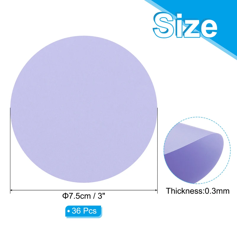 3inch Circle Card Stock, 36Pcs Cutouts Paper Thick Coaster Light Purple