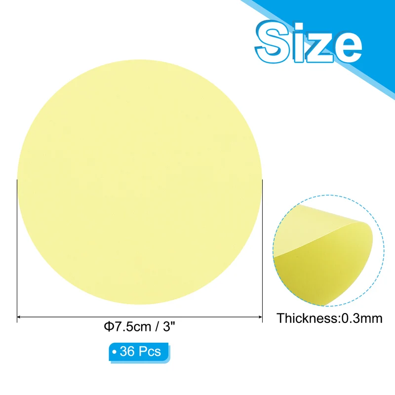3inch Circle Card Stock, 36Pcs Cutouts Paper Thick Coaster Light Yellow