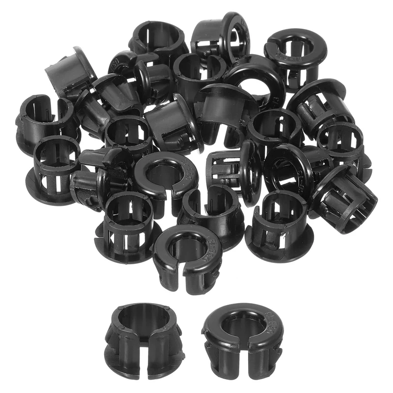 Cable Snap Bushing Grommets, 50Pcs 13mm/0.51" Mounting Dia Nylon Snap Bushing Grommet, Round Snap in Cable Hose Bushing for Various Cables Tubes Wire, Black