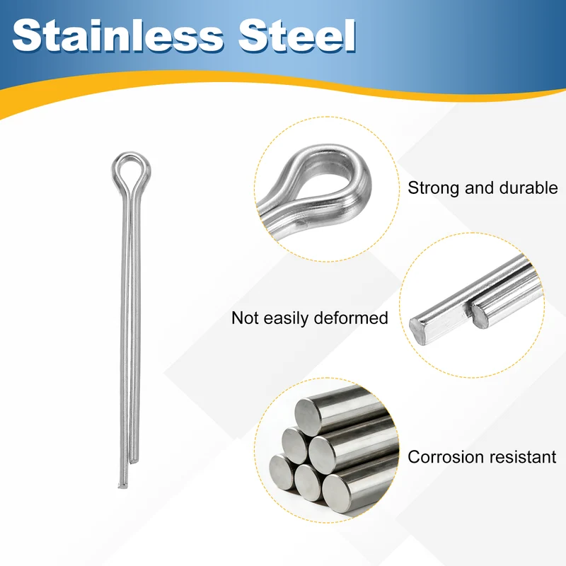 15Pcs Split Cotter Pin, 0.2 x 2.4" Stainless Steel Clip Fastener