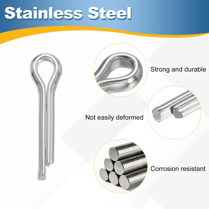 15Pcs Split Cotter Pin, 0.2 x 0.8" Stainless Steel Clip Fastener