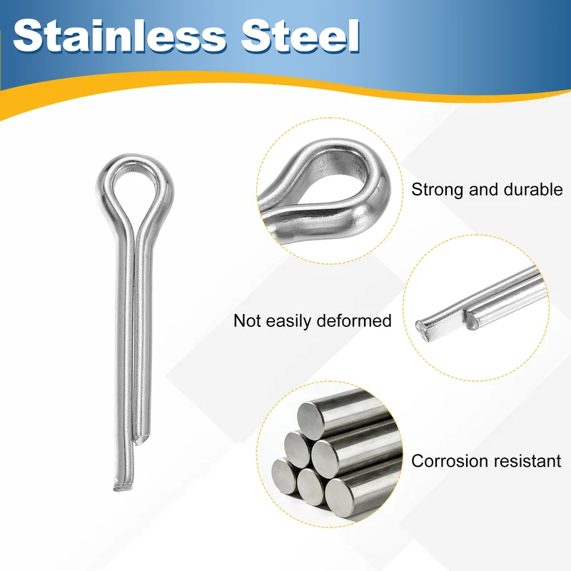 15Pcs Split Cotter Pin, 0.24 x 1.2" Stainless Steel Clip Fastener