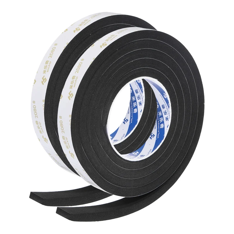2Pcs 13/16" W x 5/16" t x 6.56ft l EVA Weather Stripping Foam Tape, Black
