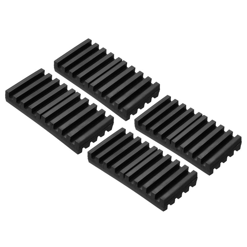 Rubber Anti-Vibration Pads, 4 Pcs 4" x 2" x 0.6" Vibration Isolation Mats Ribbed Shock Absorbing Pads for HVAC Air Conditioner Compressors, Black