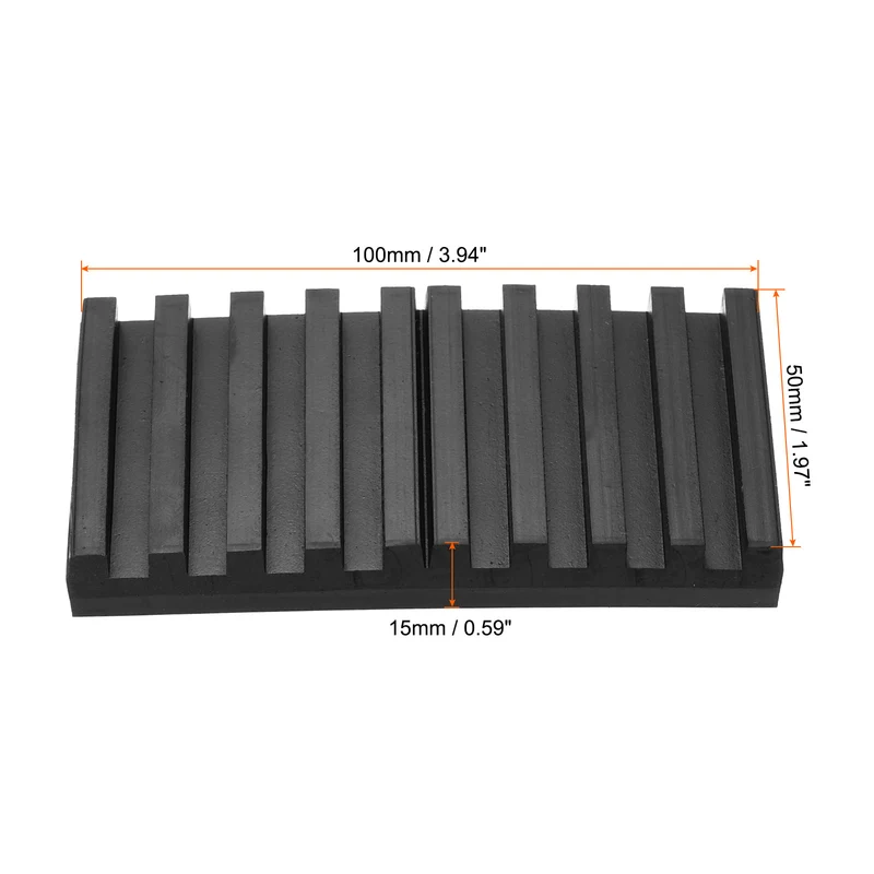 Rubber Anti-Vibration Pads, 4 Pcs 4" x 2" x 0.6" Vibration Isolation Mats Ribbed Shock Absorbing Pads for HVAC Air Conditioner Compressors, Black